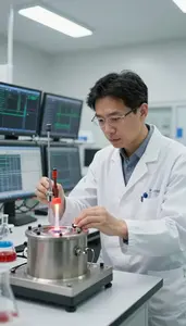 Chemist Studying Plasma Behavior In In A Quantum Physics Research Lab At Work