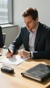 Chief Marketing Officer Reviewing Contracts At A In A Venture Capital Office