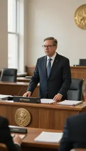 City Manager Addressing A Legislative Assembly In A City Council Meeting Chamber