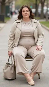 Confident Plus Size Palazzo Pants With Empire Waist Blouse