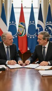 Consul Negotiating A Diplomatic Agreement In An International Summit Conference