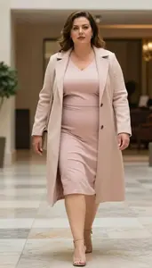 Curvy Plus Size Classic V Neck Shift Dress