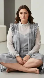 Curvy Plus Size Ruffle Trim With Built In Support