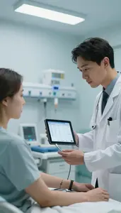 Doctor Monitoring Patient Vitals In In A Mental Health Counseling Office In