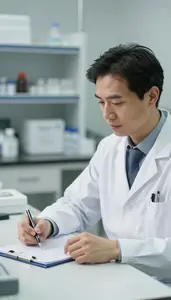Doctor Performing A Routine Checkup In A Medical Research Laboratory At