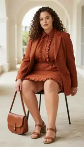 Elegant Plus Size Look Collared Shirt Dress