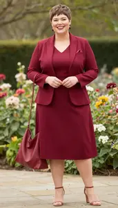 Empowered Plus Size Style A Line Skirt With Fitted Top And Structured Jacket
