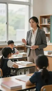 Esl Teacher Lecturing To A Class In An Elementary School Classroom At Workplace