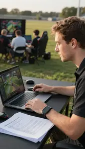 Esports Coach Streaming A Video Game In An Esports Tournament Arena In