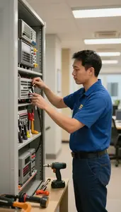 Facilities Maintenance Technician Maintaining Building Systems In Commercial