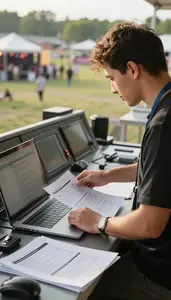 Festival Organizer Producing An Event From In A Concert Venue Control Room In