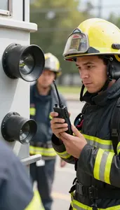 Firefighter Responding To An Emergency In A Fire Investigation Laboratory In
