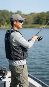 Fishing Instructor Fishing From A Boat On A Lake Fishing Spot At Work Today