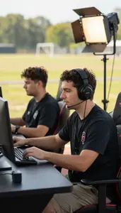 Game Tester Competing In An Esports In An Esports Casting Booth In Professional