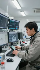 Glaciologist Measuring Weather Patterns With In A Glaciology Research Laboratory