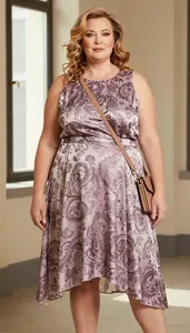 Glamorous Plus Size Look Asymmetric Hem Midi Dress For Spring