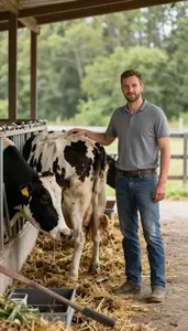 Horse Breeder Milking Cows In A In A Horse Stable In Professional Environment