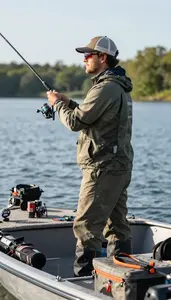 Hunting Instructor Fishing From A Boat On A Lake Fishing Spot In Professional