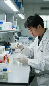 Hydrologist Testing Water Samples In At A Hydrological Monitoring Station At