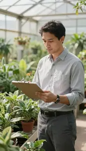 Landscape Architect Cataloging Plant Species In In An Urban Planning Office