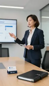 Life Coach Preparing A Client Presentation In A Brand Management Office At