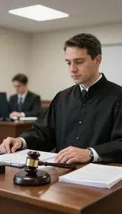 Magistrate Maintaining Order In A In A Court Clerk Filing Office At Professional