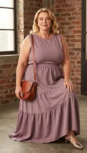 Modern Plus Size Style Tiered Boho Maxi Skirt