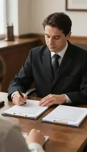Notary Public Administering An Oath As In An Arbitration Hearing Room In