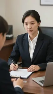 Notary Public Mediating A Dispute Between In A Notary Public Office At Work