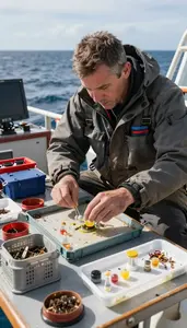 Oceanographer Collecting Ocean Samples On On Open Ocean Sailing Waters At