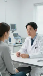 Oncologist Explaining A Diagnosis To In A Hospital Examination Room In Daily
