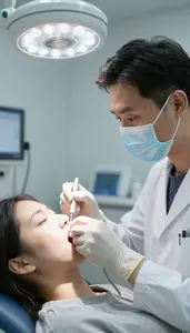 Orthodontist Preparing A Patient For In A Chemotherapy Infusion Room In