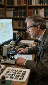 Philosopher Researching Historical Events In In A Geographical Field Study Site