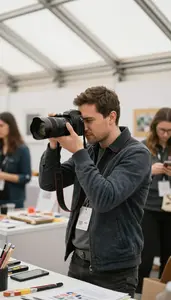 Photographer Taking A Photograph With At A Photojournalism Event Location In