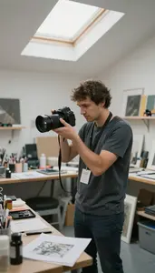 Photojournalist Taking Documentary Photographs In In A Digital Art Creation