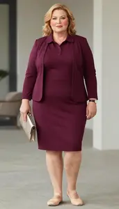 Plus Size Aubergine Polo Style Dress Glamorous Shot