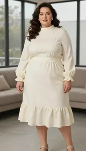 Plus Size Curve Celebrating Ruffle Detail Midi Dress For Spring