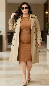 Plus Size Curve Celebrating Caramel Long Sleeve Wrap Dress