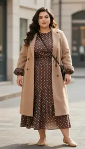 Plus Size Elegance Bell Sleeve Blouse Paired With Flowing Maxi Skirt