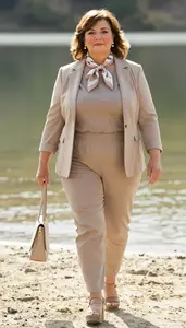 Plus Size High Waisted Trousers With Fitted Blouse And Blazer Studio Fashion