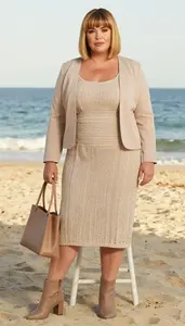 Plus Size Square Neckline Midi Dress Curvy Shot