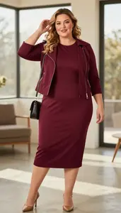 Plus Size Three Quarter Sleeve Dress Graceful Shot