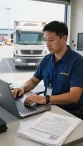Port Operator Managing Port Operations From In A Postal Sorting Facility At