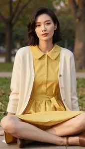 Power Dressing Peter Pan Collar Dress Fashion Stock Photo