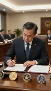 President Signing A Bill Into In A Minister Ministry Office In Professional