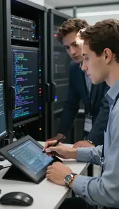 Principal Engineer Conducting A Code Review In A Social Media Management Office