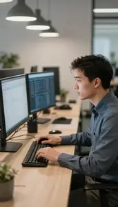 Principal Engineer Building A Rest Api In A Modern Tech Office In Daily Work