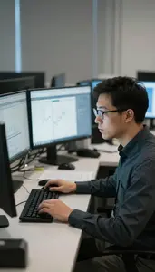 Quantitative Analyst Calculating Financial Risk Models In An Epidemiology