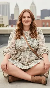 Radiant Plus Size Look Bubble Dress With Volume For Spring