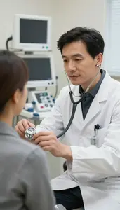 Radiologist Examining A Patient With In A Speech Therapy Assessment Room At